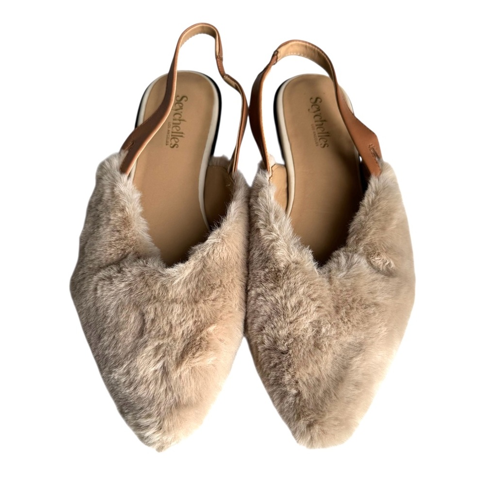 🆕 Seychelles Fur Slingback Sandal Flats - Picture 6 of 15